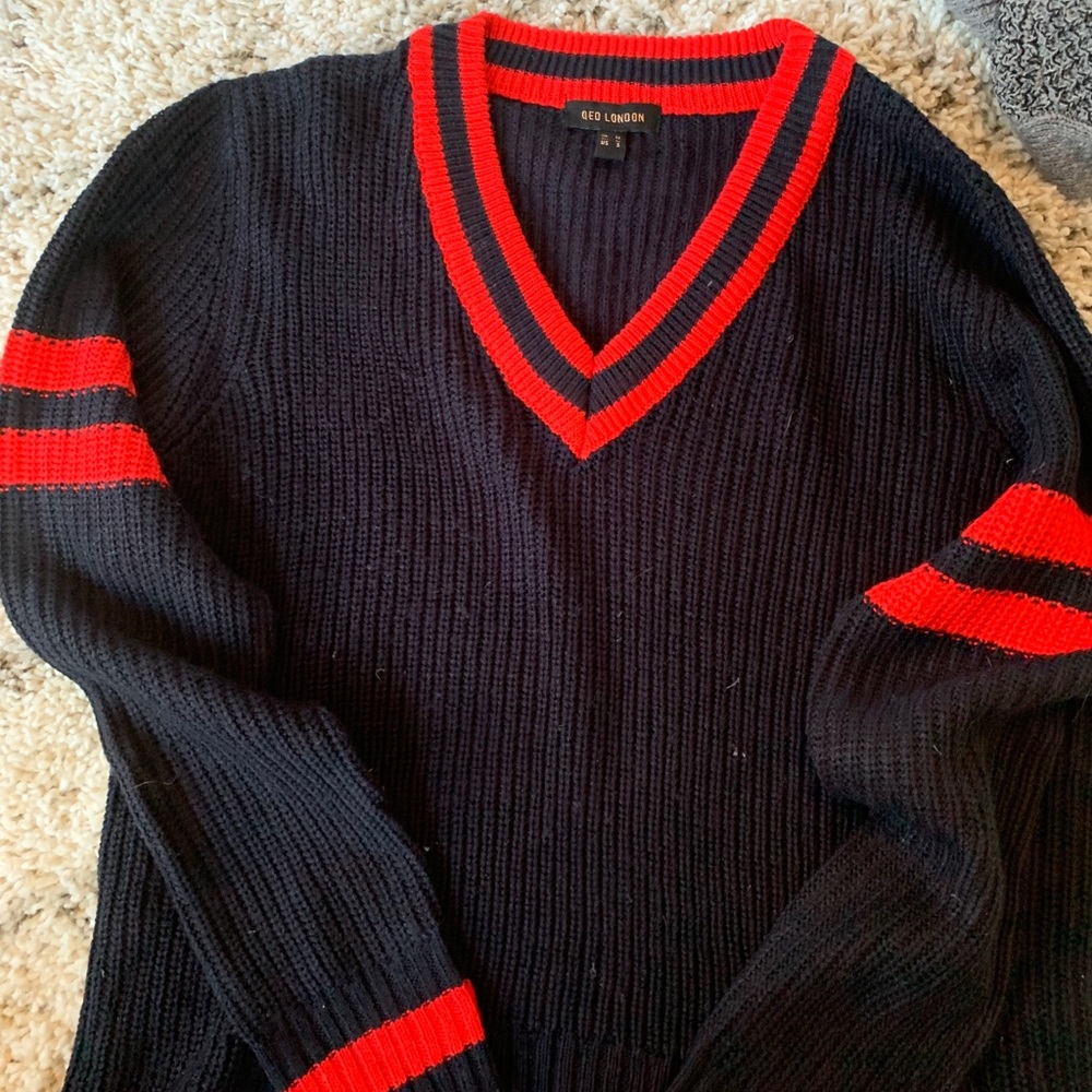 LF blue and red varsity sweater